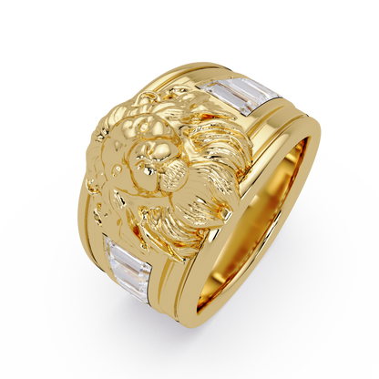 Sculptural Lion Crest Statement Ring in Yellow Gold – Lunéa Paris