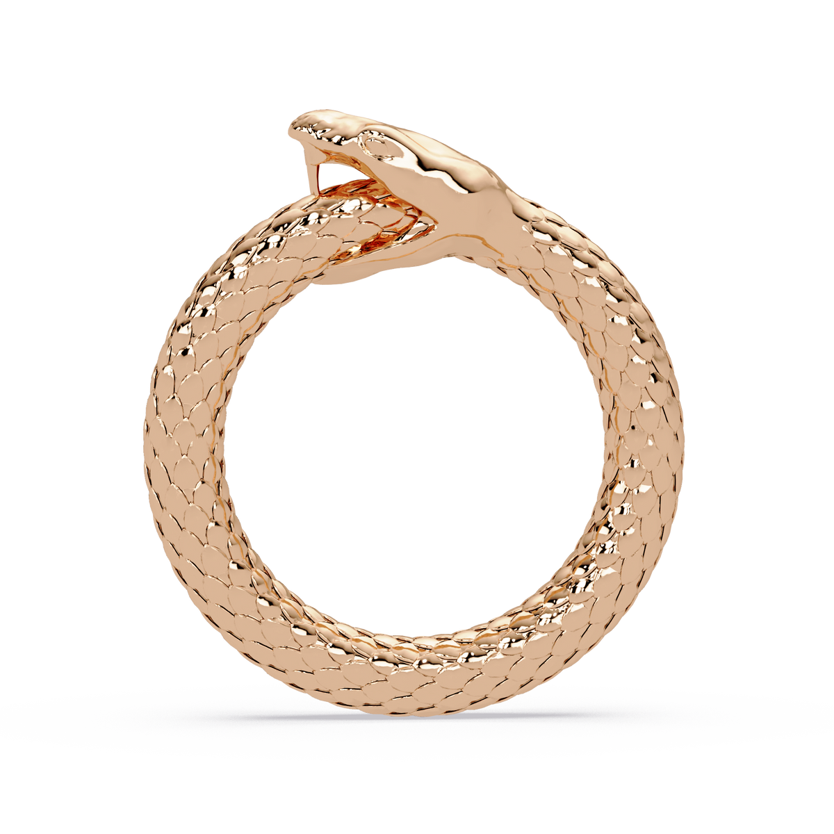 Polished Serpent Wrap Ring in Rose Gold, side profile – Lunéa Paris