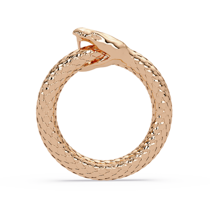Polished Serpent Wrap Ring in Rose Gold, side profile – Lunéa Paris