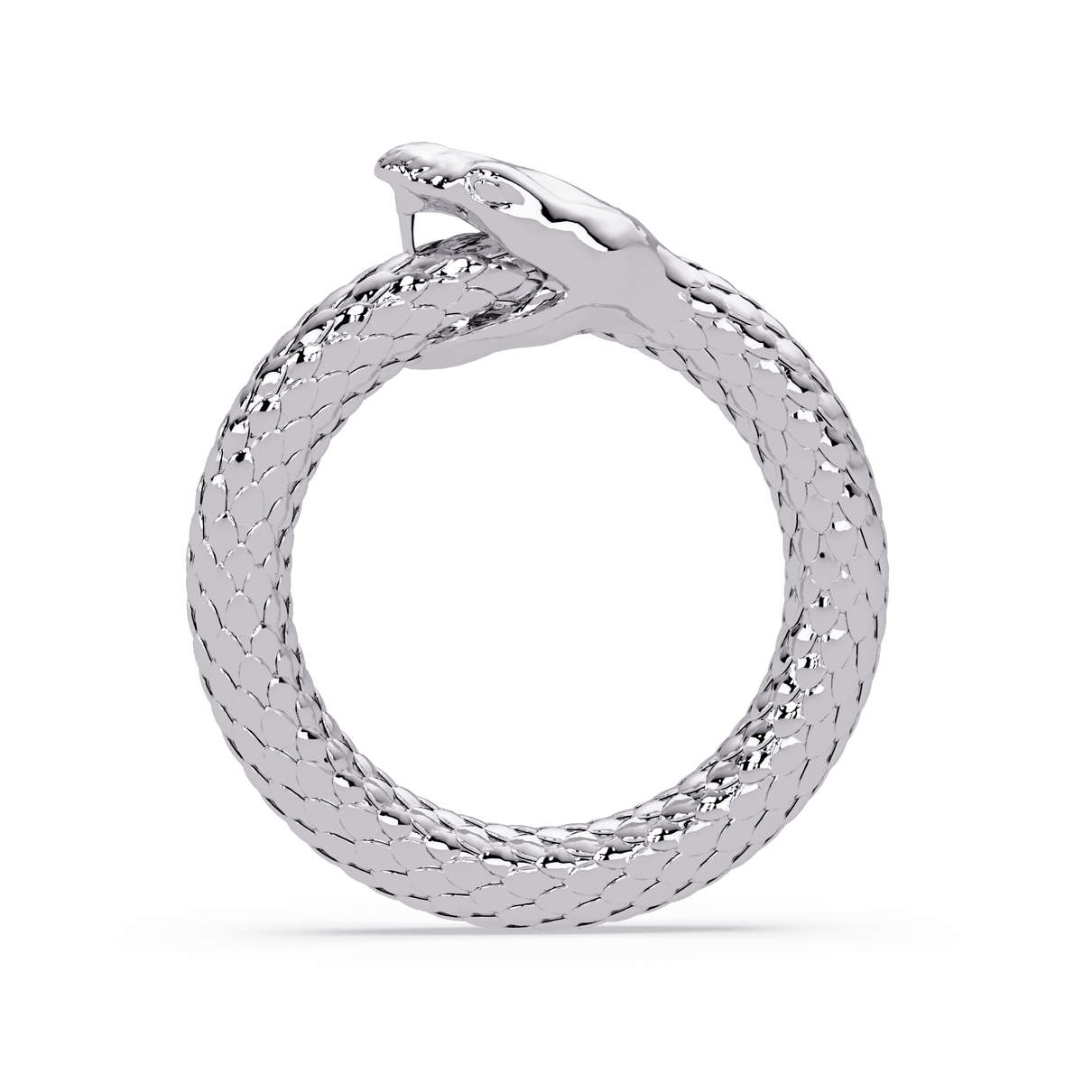 Polished Serpent Wrap Ring in White Gold, side profile – Lunéa Paris