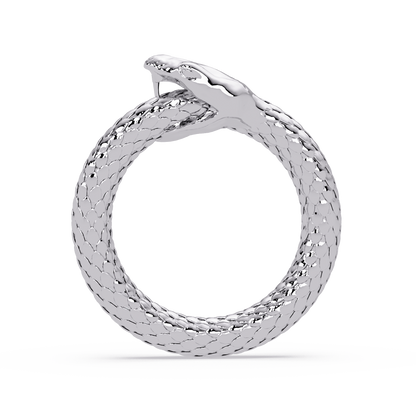 Polished Serpent Wrap Ring in White Gold, side profile – Lunéa Paris