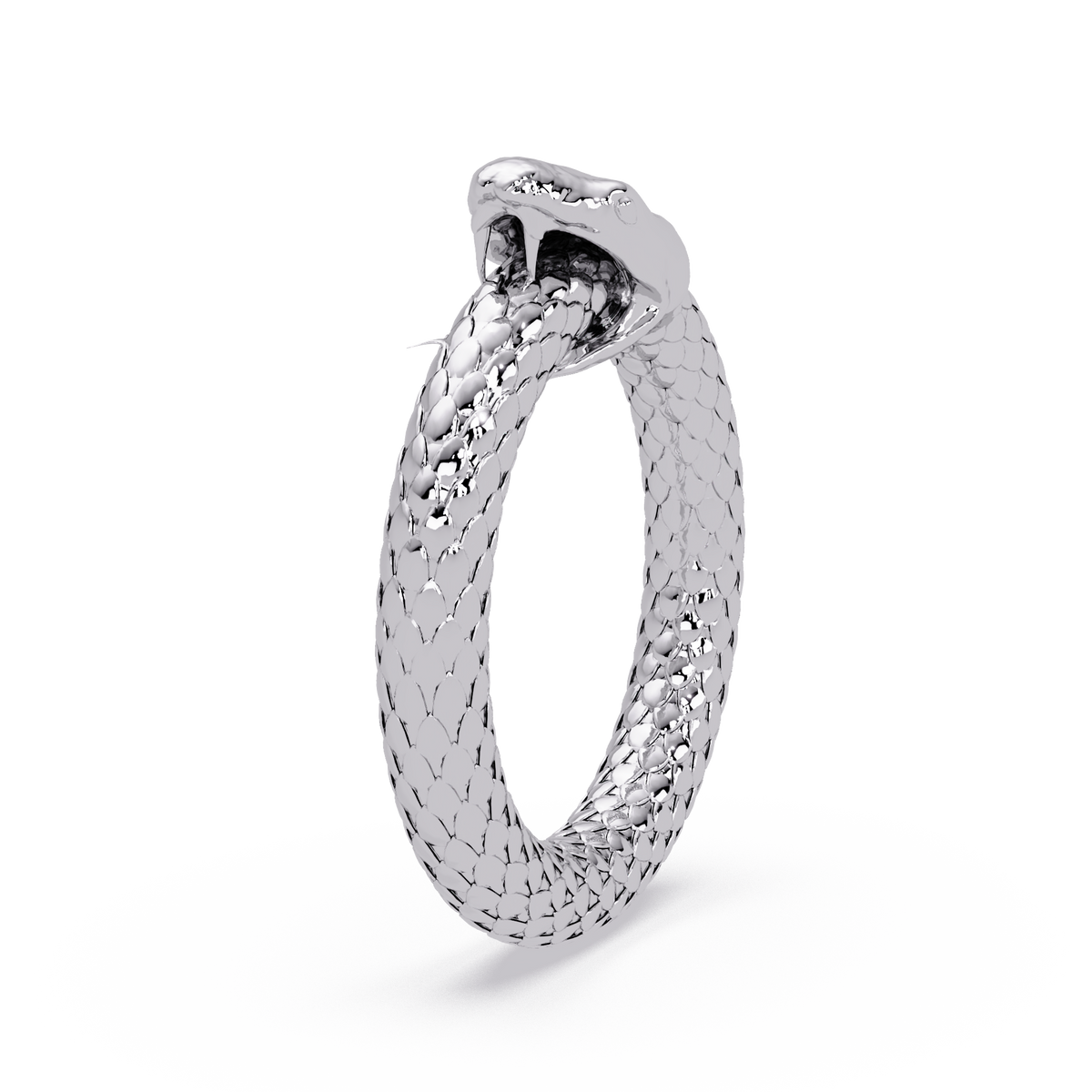 Polished Serpent Wrap Ring in White Gold, three-quarter view – Lunéa Paris