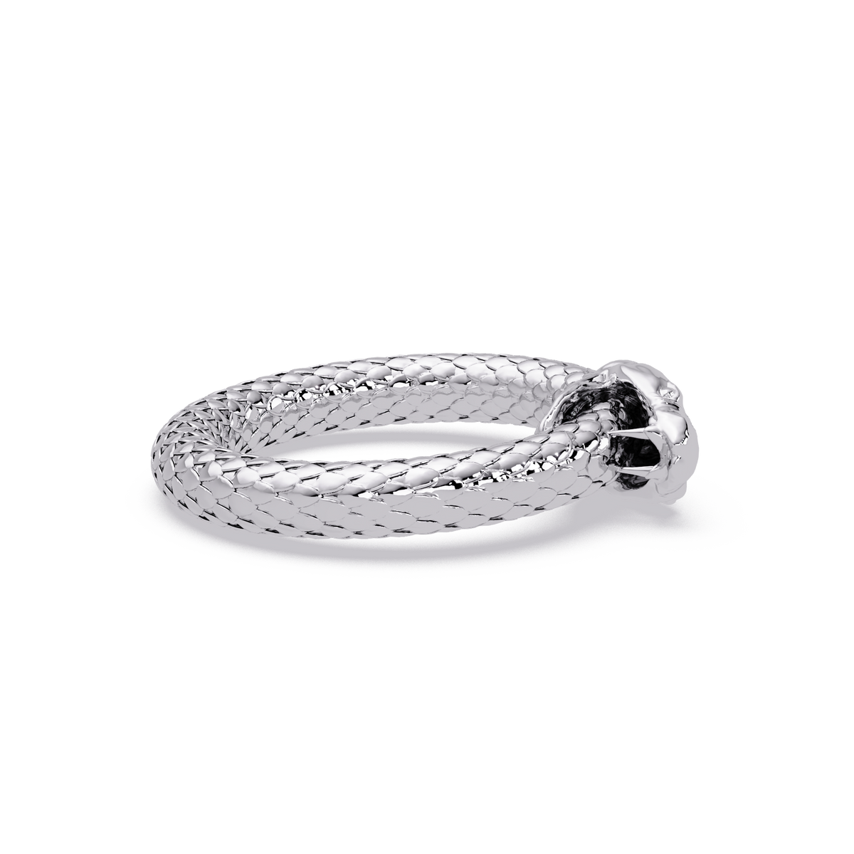Polished Serpent Wrap Ring in White Gold, top view – Lunéa Paris
