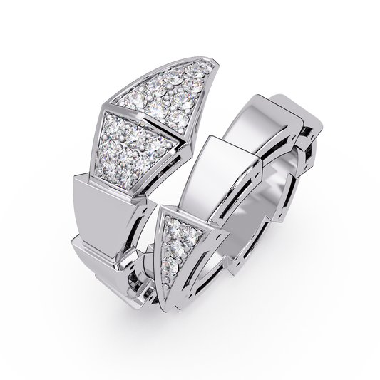 0.3 CTW Geometric Pavé Wrap Diamond Ring in White Gold – Lunéa Paris