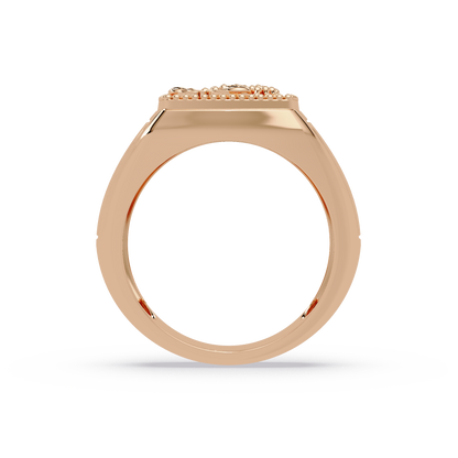 Sculptural Scorpion Signet Ring in Rose Gold, profile view – Lunéa Paris
