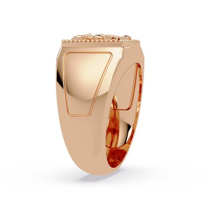 Sculptural Scorpion Signet Ring in Rose Gold, side view – Lunéa Paris