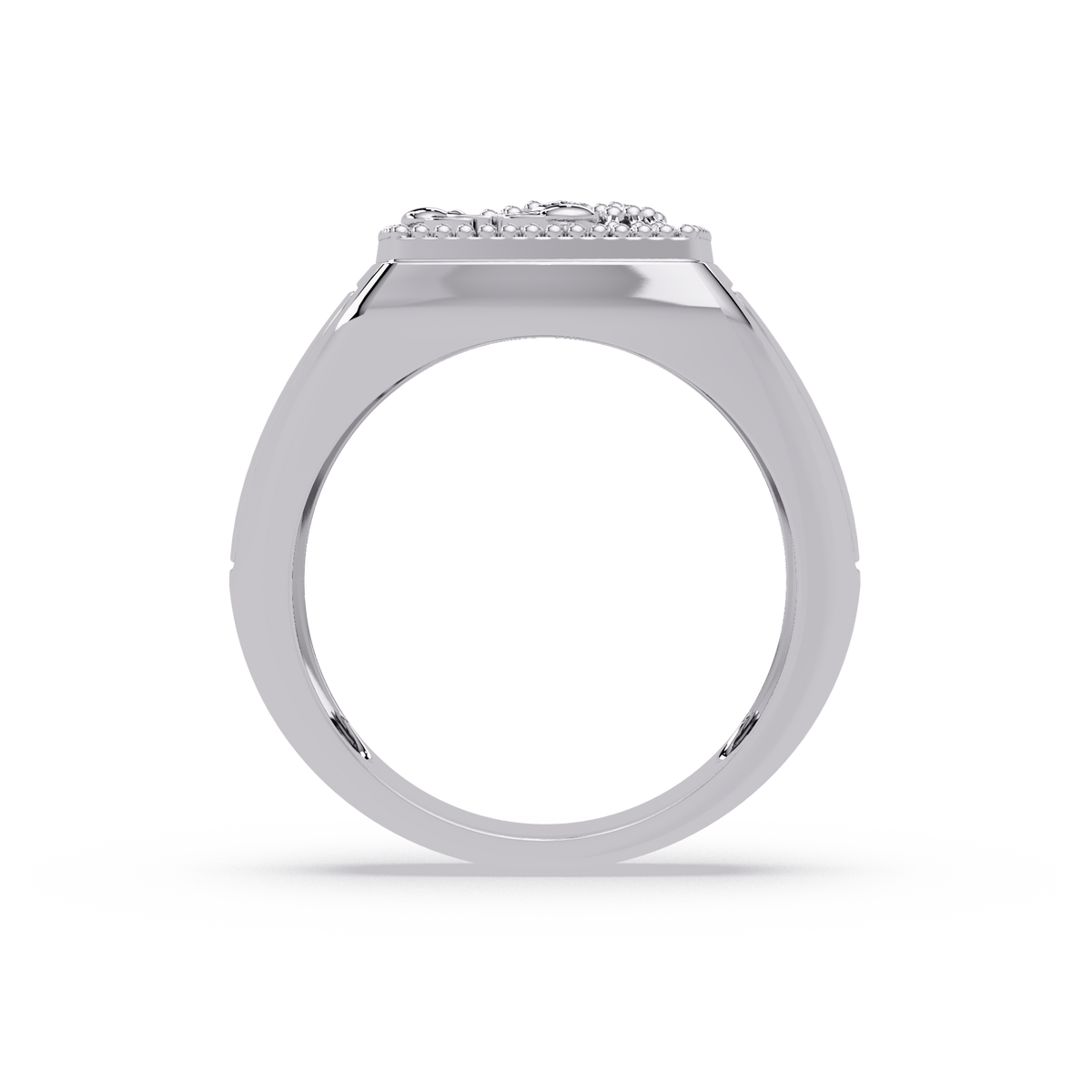 Sculptural Scorpion Signet Ring in White Gold, profile view – Lunéa Paris