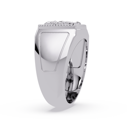 Sculptural Scorpion Signet Ring in White Gold, side view – Lunéa Paris