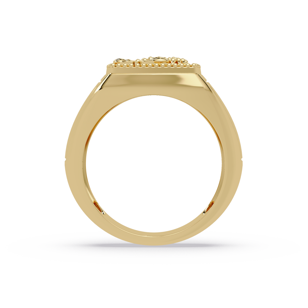 Sculptural Scorpion Signet Ring in Yellow Gold, profile view – Lunéa Paris