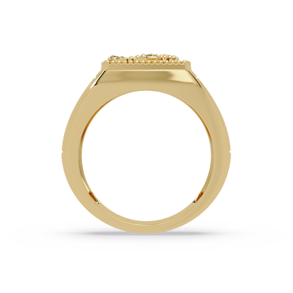 Sculptural Scorpion Signet Ring in Yellow Gold, profile view – Lunéa Paris