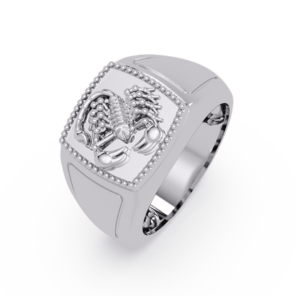 Sculptural Scorpion Signet Ring in White Gold – Lunéa Paris