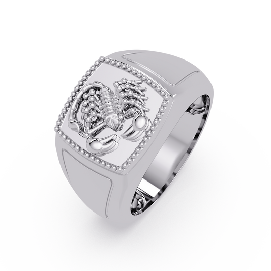 Sculptural Scorpion Signet Ring in White Gold – Lunéa Paris