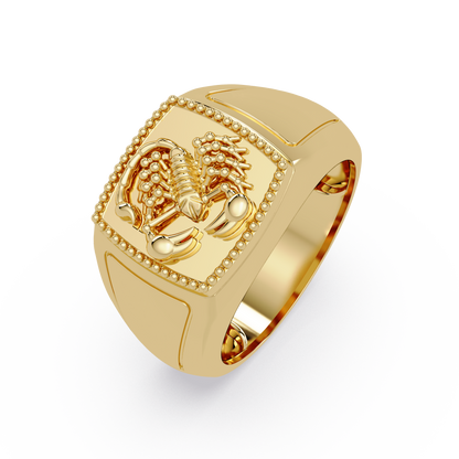 Sculptural Scorpion Signet Ring in Yellow Gold – Lunéa Paris