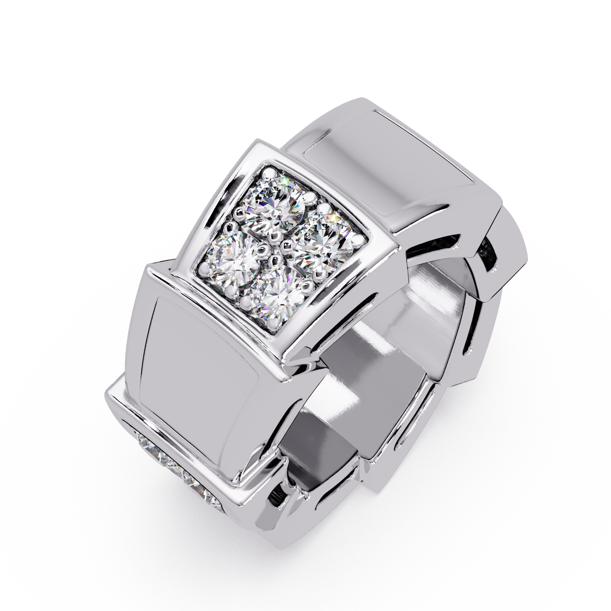 0.4 CTW Geometric Pavé Diamond Band Ring in 14K White Gold – Lunéa Paris