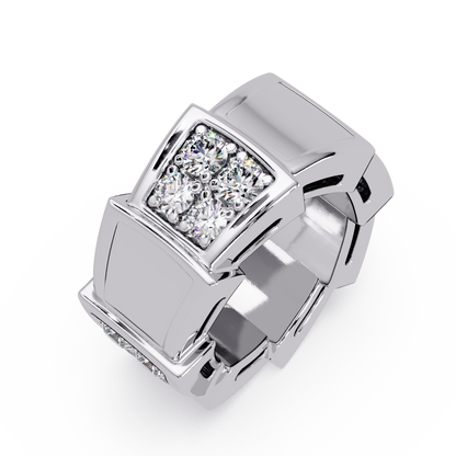 0.4 CTW Geometric Pavé Diamond Band Ring in 14K White Gold – Lunéa Paris