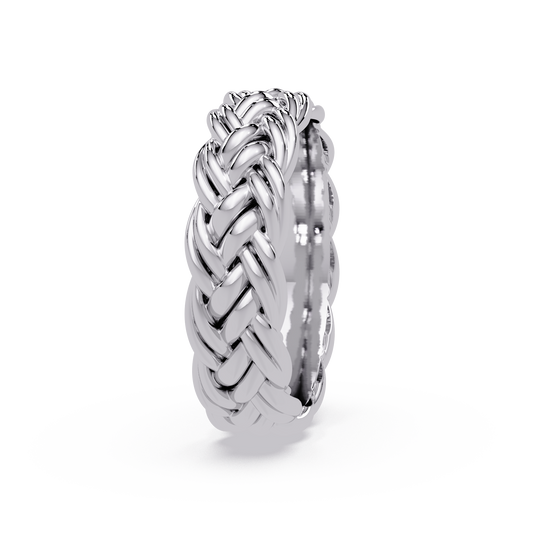 Sculptural Braided Openwork Band Ring in White Gold – Lunéa Paris