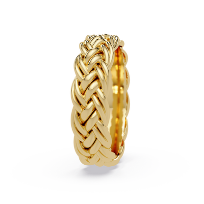 Sculptural Braided Openwork Band Ring in Yellow Gold – Lunéa Paris