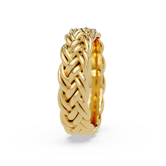 Sculptural Braided Openwork Band Ring in Yellow Gold – Lunéa Paris