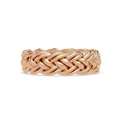 Sculptural Braided Openwork Band Ring in Rose Gold, front view – Lunéa Paris