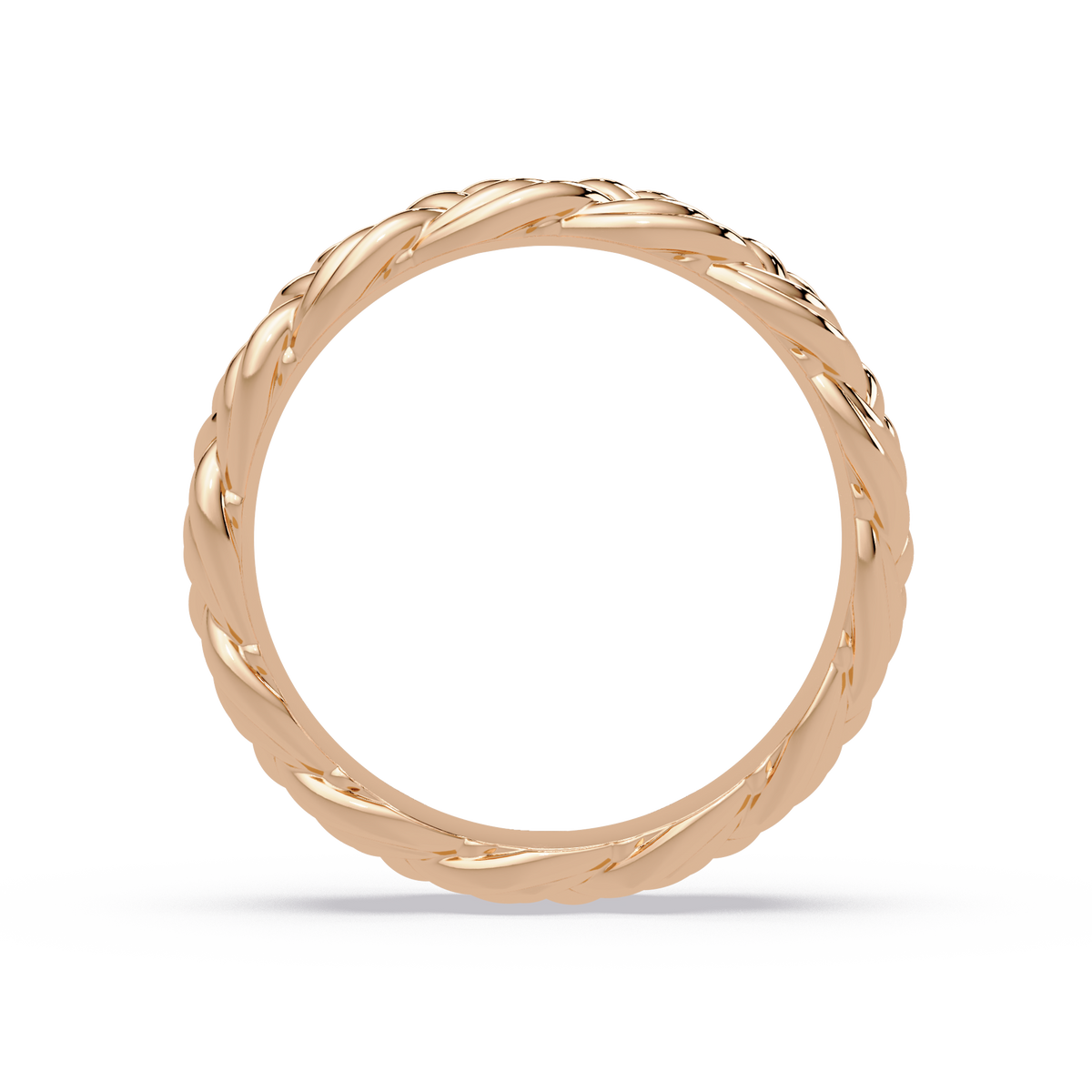 Sculptural Braided Openwork Band Ring in Rose Gold, profile view – Lunéa Paris