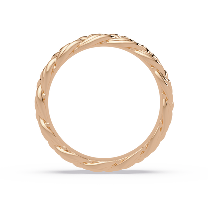 Sculptural Braided Openwork Band Ring in Rose Gold, profile view – Lunéa Paris