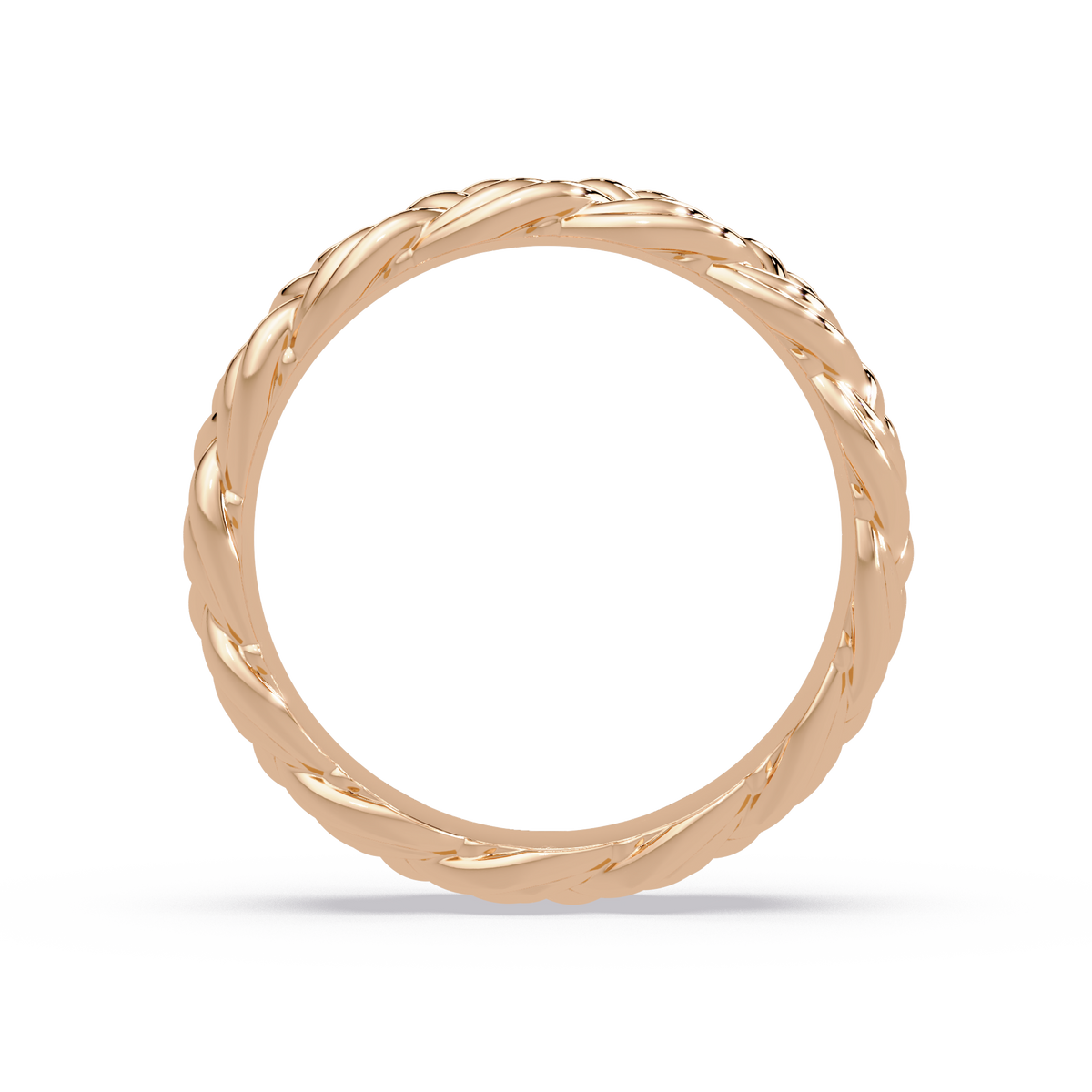 Sculptural Braided Openwork Band Ring in Rose Gold, side view – Lunéa Paris