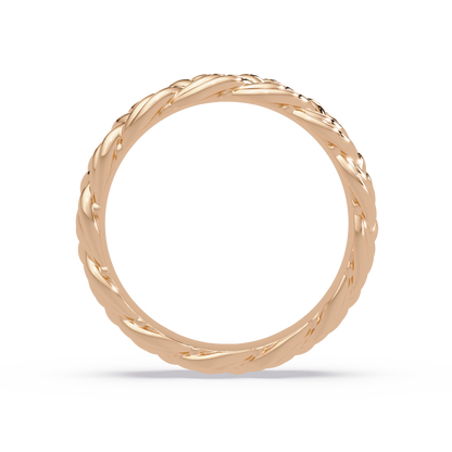 Sculptural Braided Openwork Band Ring in Rose Gold, side view – Lunéa Paris