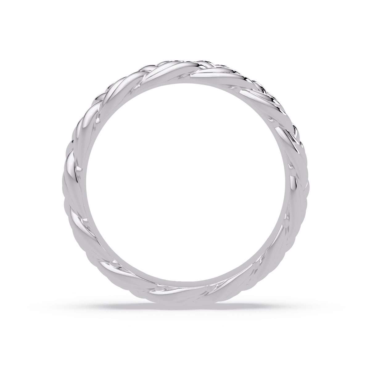 Sculptural Braided Openwork Band Ring in White Gold, profile view – Lunéa Paris