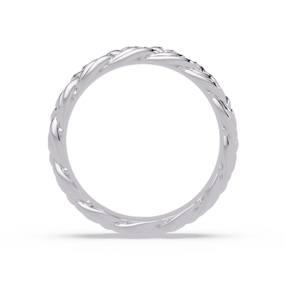Sculptural Braided Openwork Band Ring in White Gold, profile view – Lunéa Paris