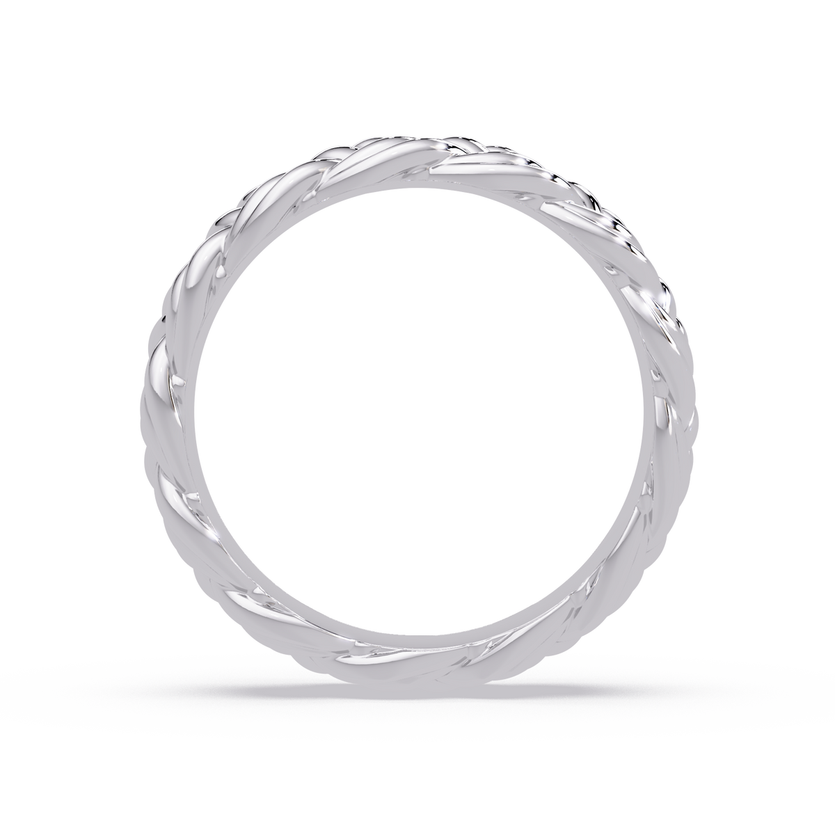 Sculptural Braided Openwork Band Ring in White Gold, side view – Lunéa Paris