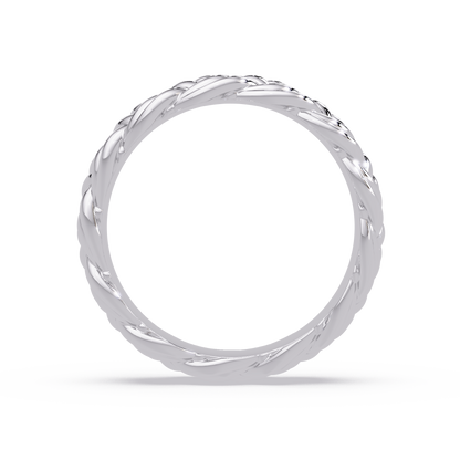 Sculptural Braided Openwork Band Ring in White Gold, side view – Lunéa Paris