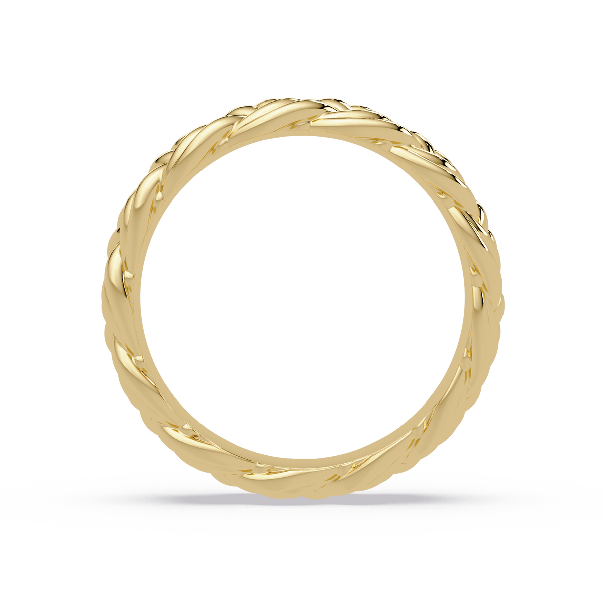 Sculptural Braided Openwork Band Ring in Yellow Gold, profile view – Lunéa Paris