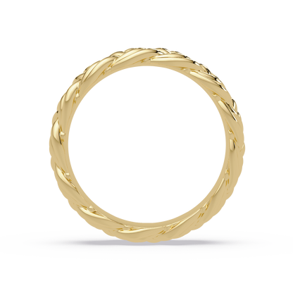 Sculptural Braided Openwork Band Ring in Yellow Gold, profile view – Lunéa Paris