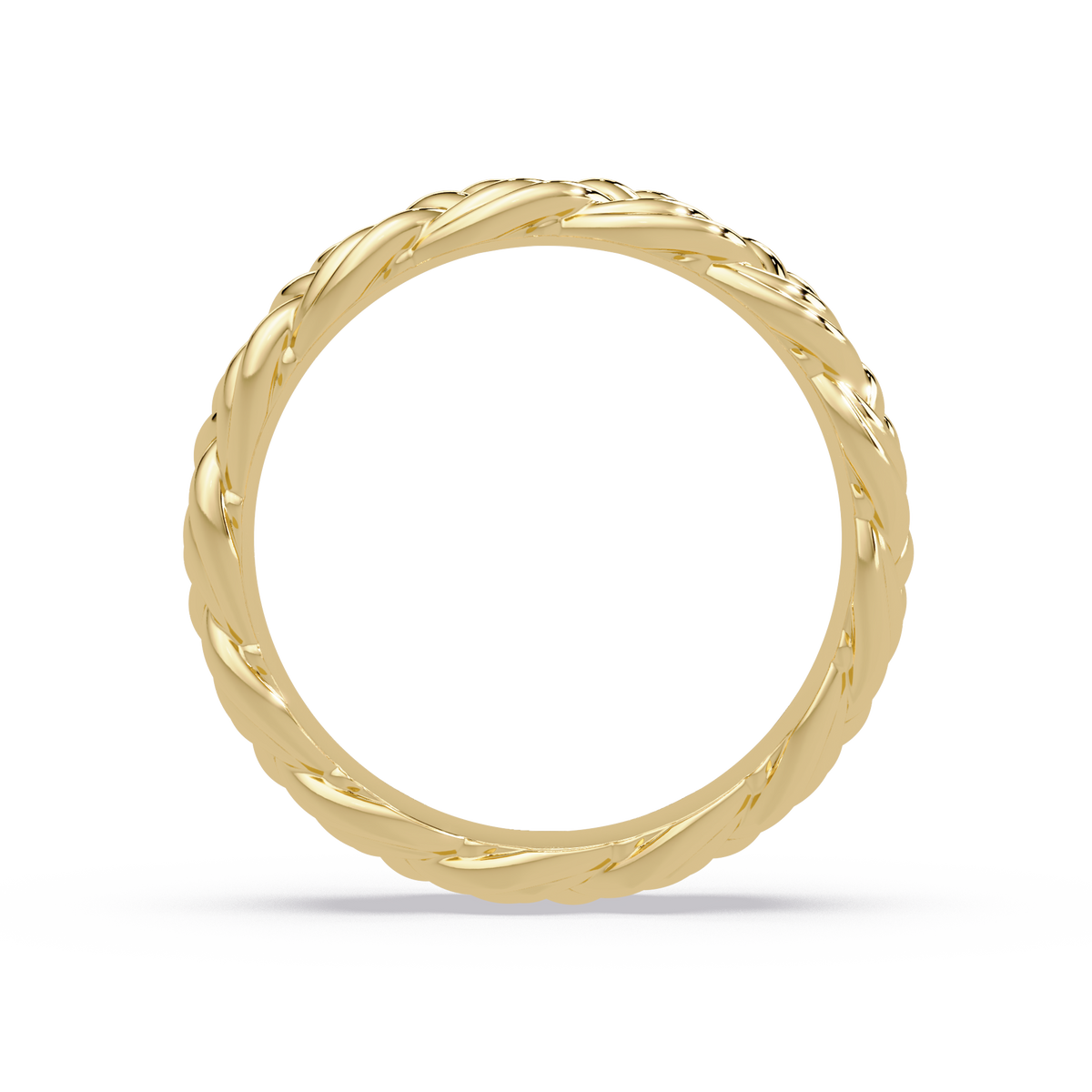 Sculptural Braided Openwork Band Ring in Yellow Gold, side view – Lunéa Paris