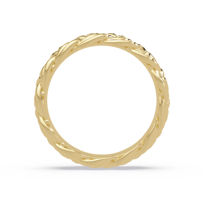 Sculptural Braided Openwork Band Ring in Yellow Gold, side view – Lunéa Paris