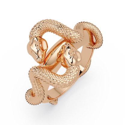 Double Serpent Sculptural Ring in Rose Gold – Lunéa Paris