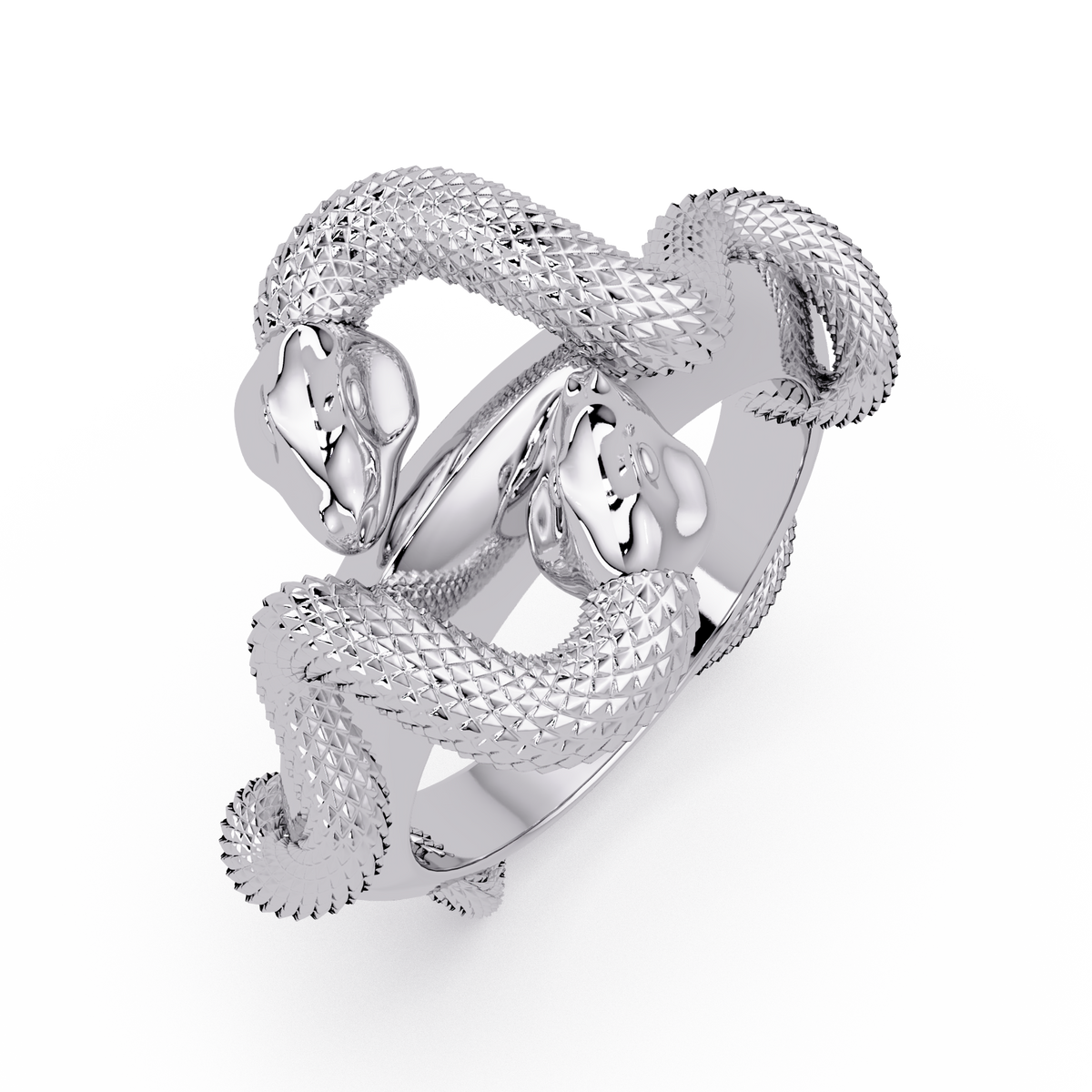 Double Serpent Sculptural Ring in White Gold – Lunéa Paris