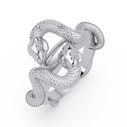 Double Serpent Sculptural Ring in White Gold – Lunéa Paris