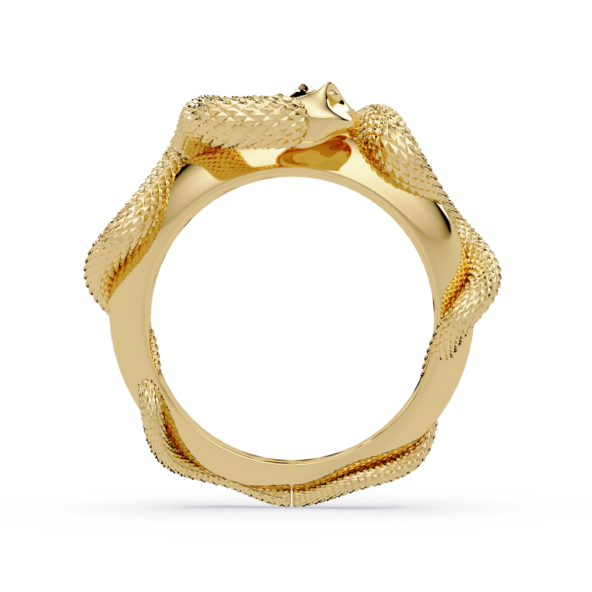 Double Serpent Sculptural Ring in Yellow Gold, profile view – Lunéa Paris