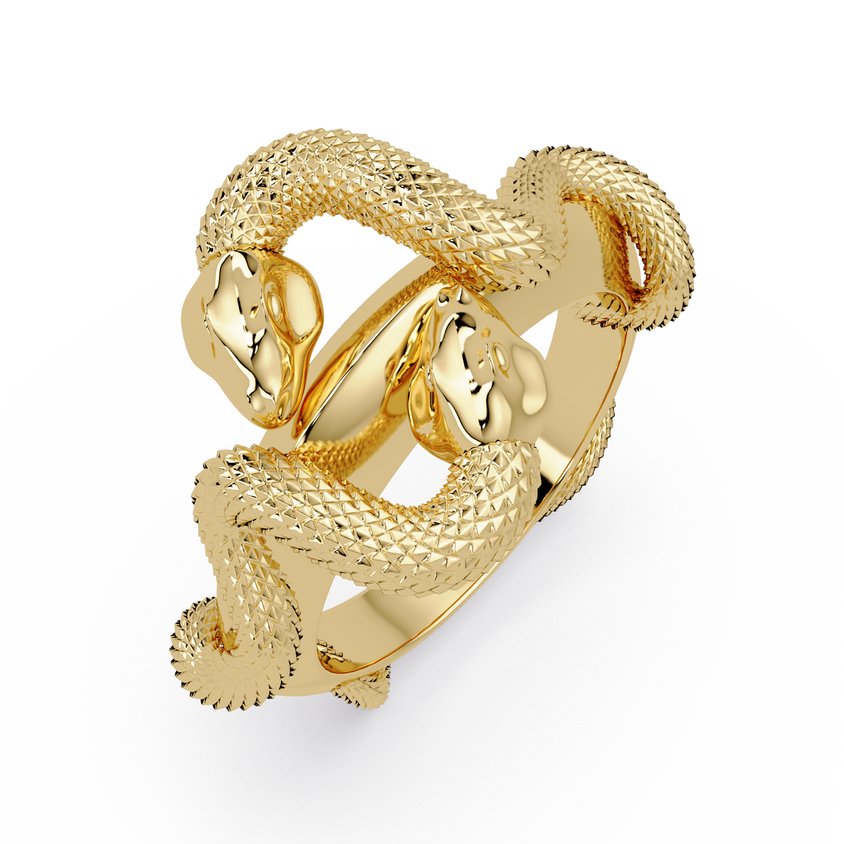Double Serpent Sculptural Ring in Yellow Gold – Lunéa Paris
