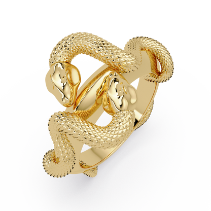 Double Serpent Sculptural Ring in Yellow Gold – Lunéa Paris