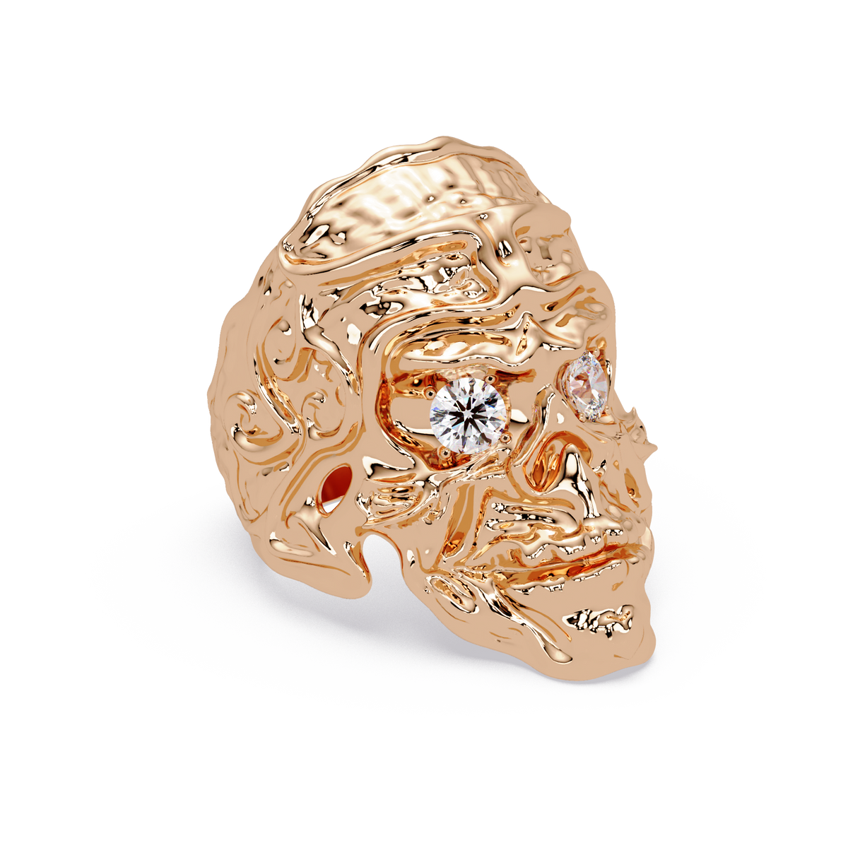 Skull Colorstone Signet Ring in 14K Rose Gold – alternate view