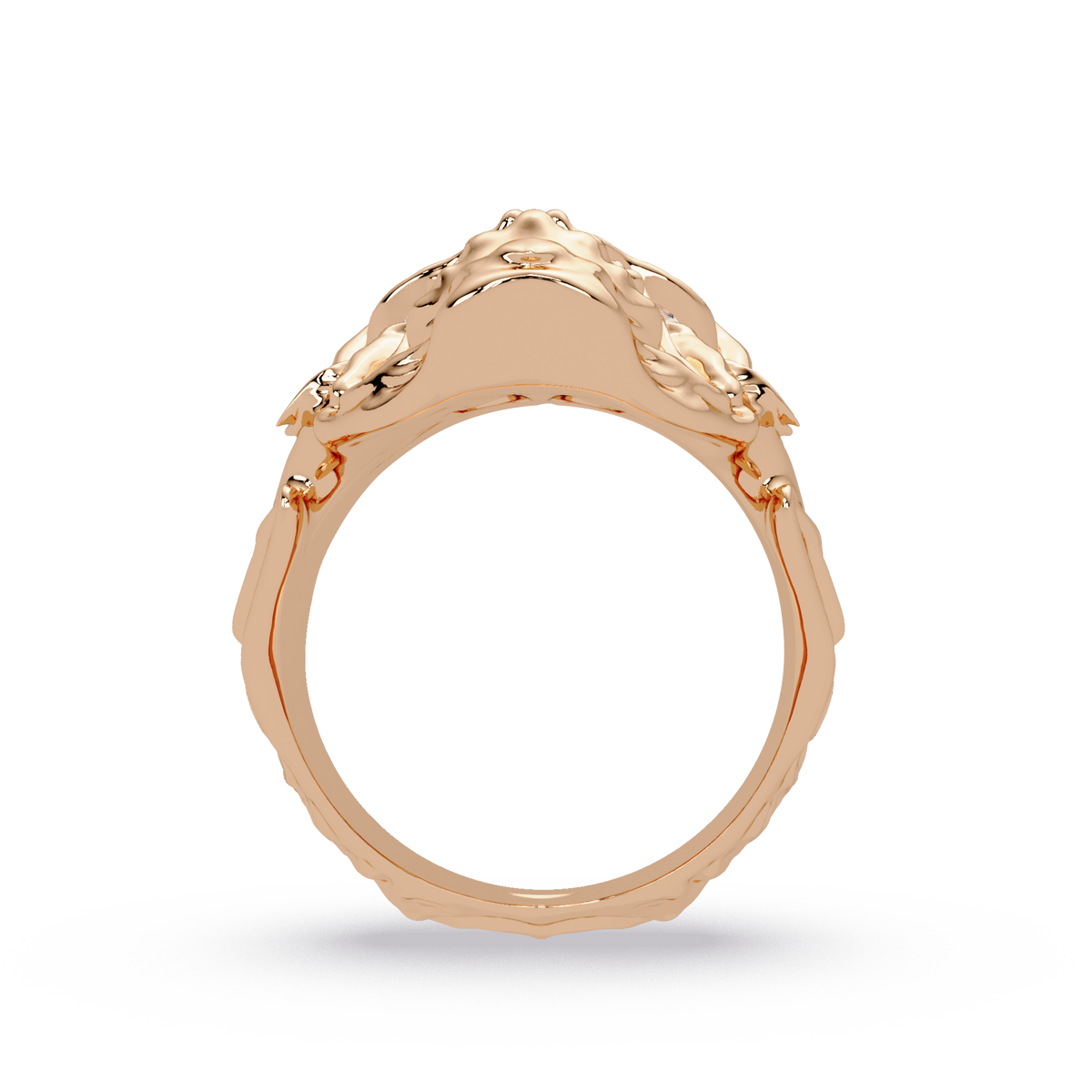 Skull Colorstone Signet Ring in 14K Rose Gold – side view