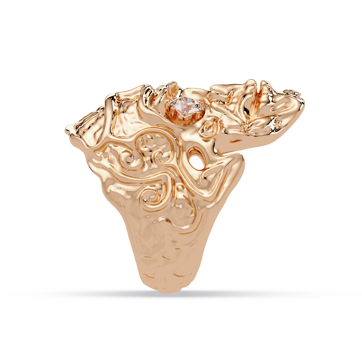 Skull Colorstone Signet Ring in 14K Rose Gold – detail view