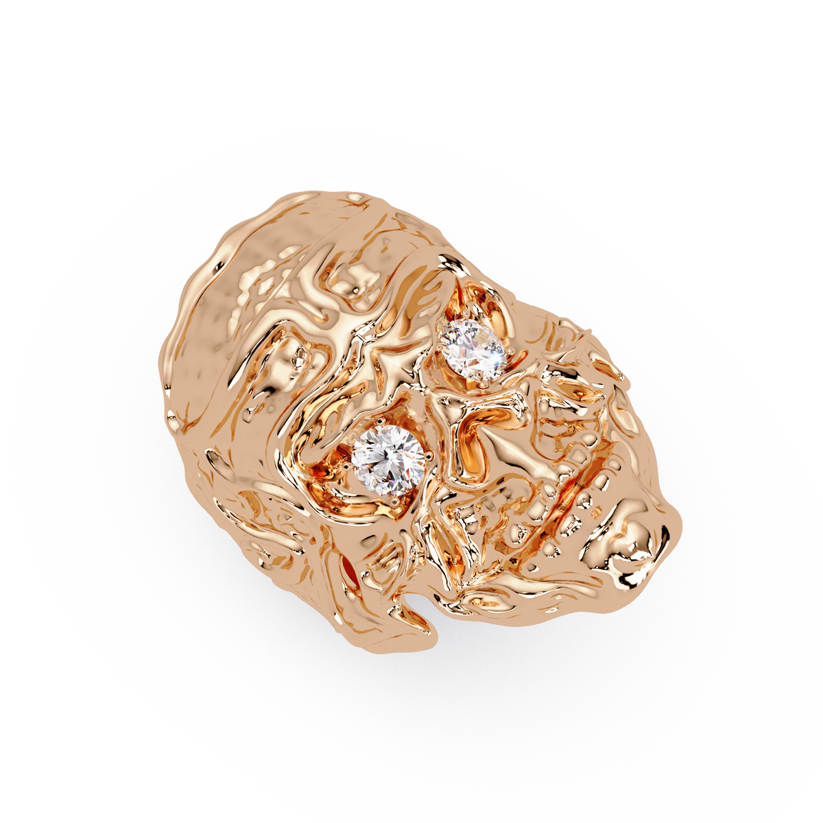 Skull Colorstone Signet Ring in 14K Rose Gold – profile view