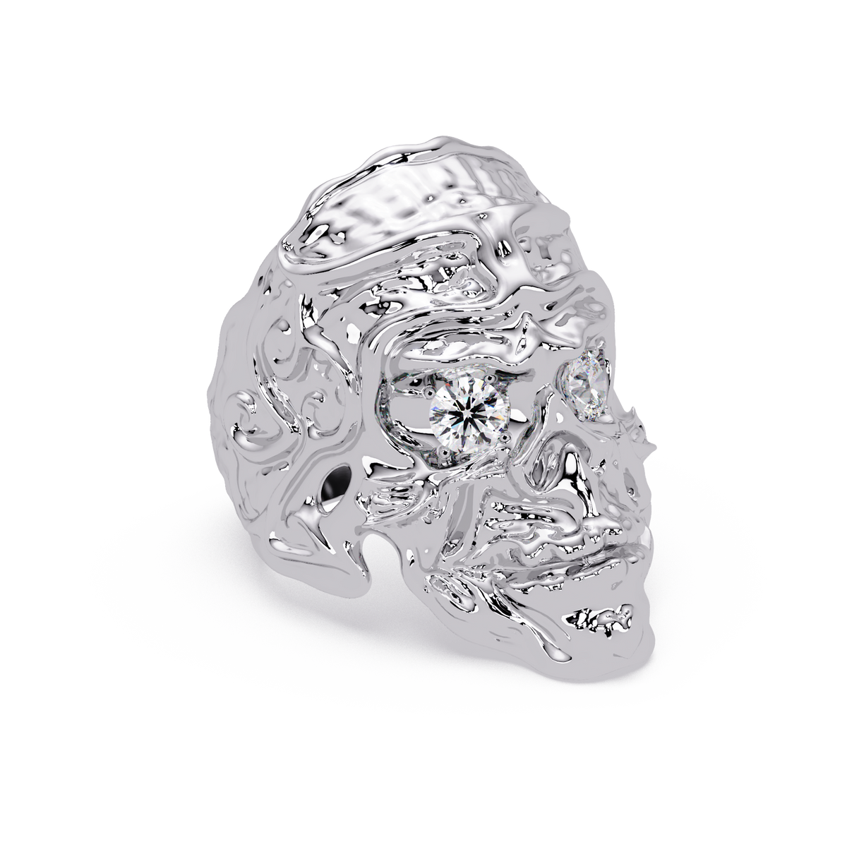 Skull Colorstone Signet Ring in 14K White Gold – alternate view