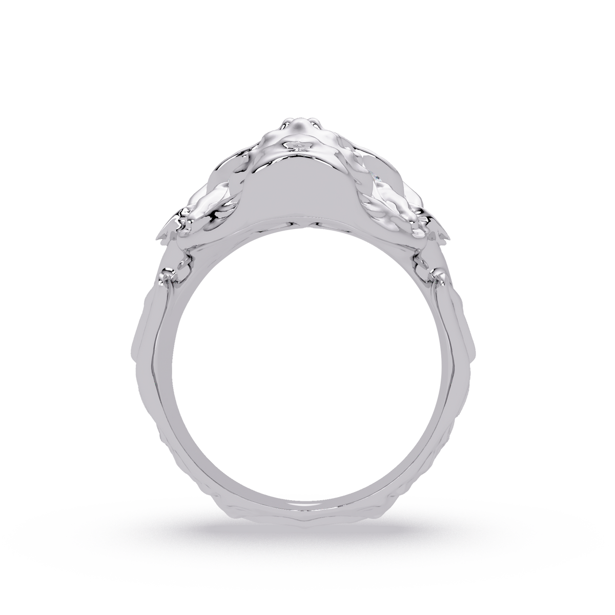 Skull Colorstone Signet Ring in 14K White Gold – side view