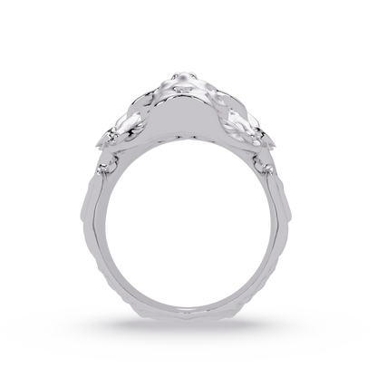 Skull Colorstone Signet Ring in 14K White Gold – side view