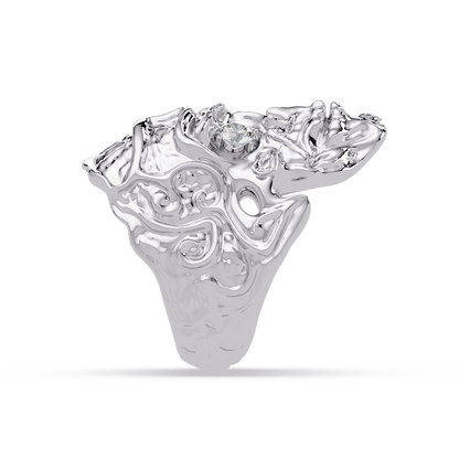 Skull Colorstone Signet Ring in 14K White Gold – detail view