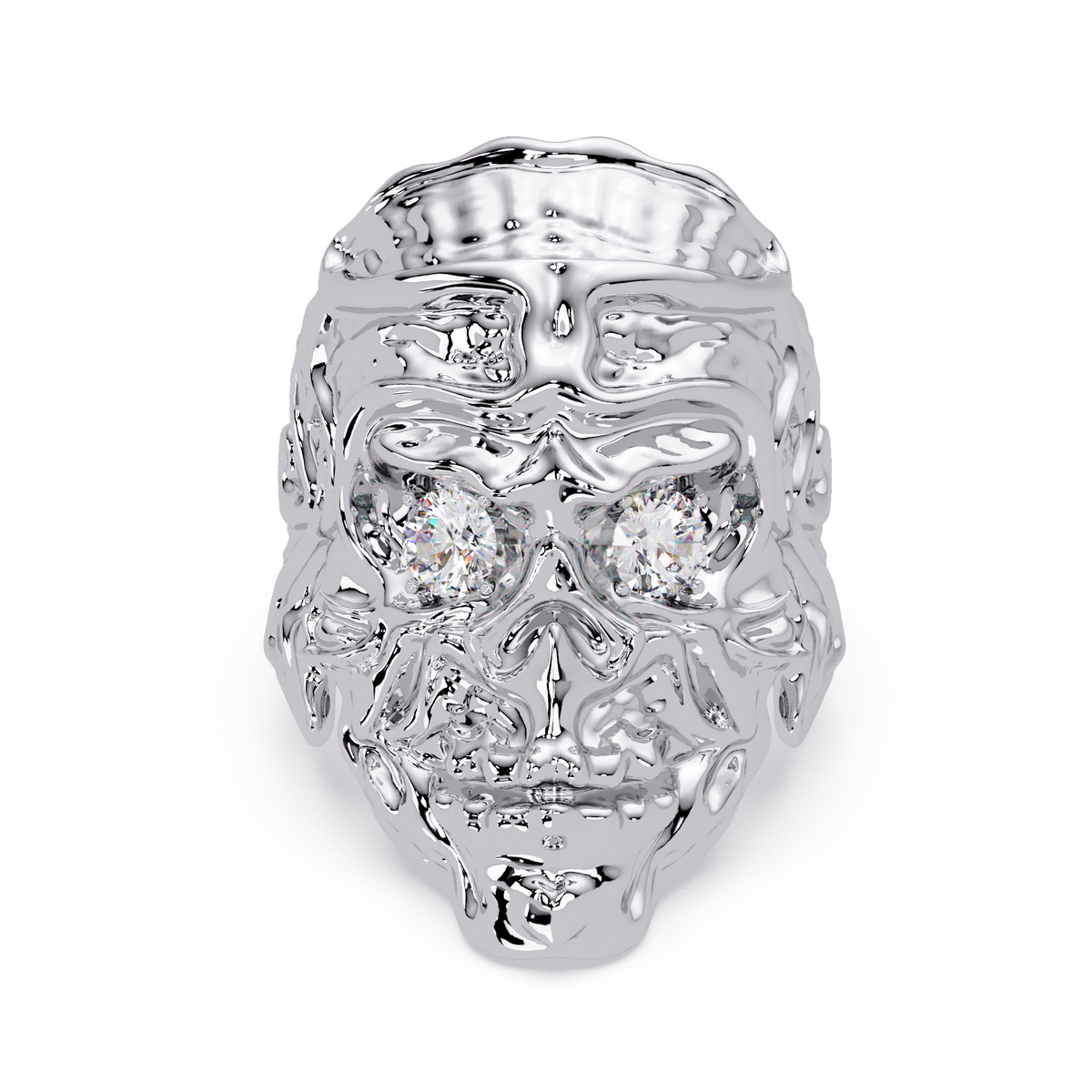 0.5 CTW Skull Colorstone Signet Ring in 14K White Gold – Lunéa Paris
